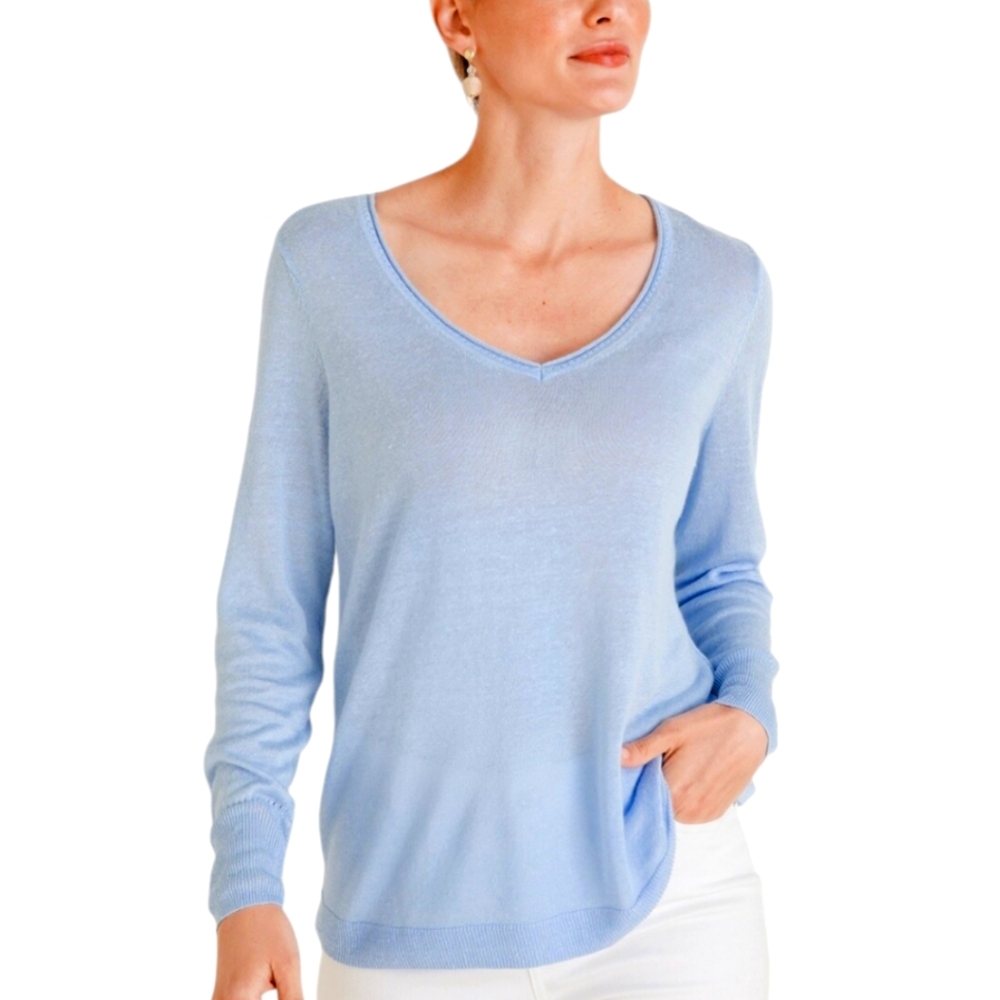 Chicos V-Neck Long Sleeve Lightweight Pullover Sweater Top